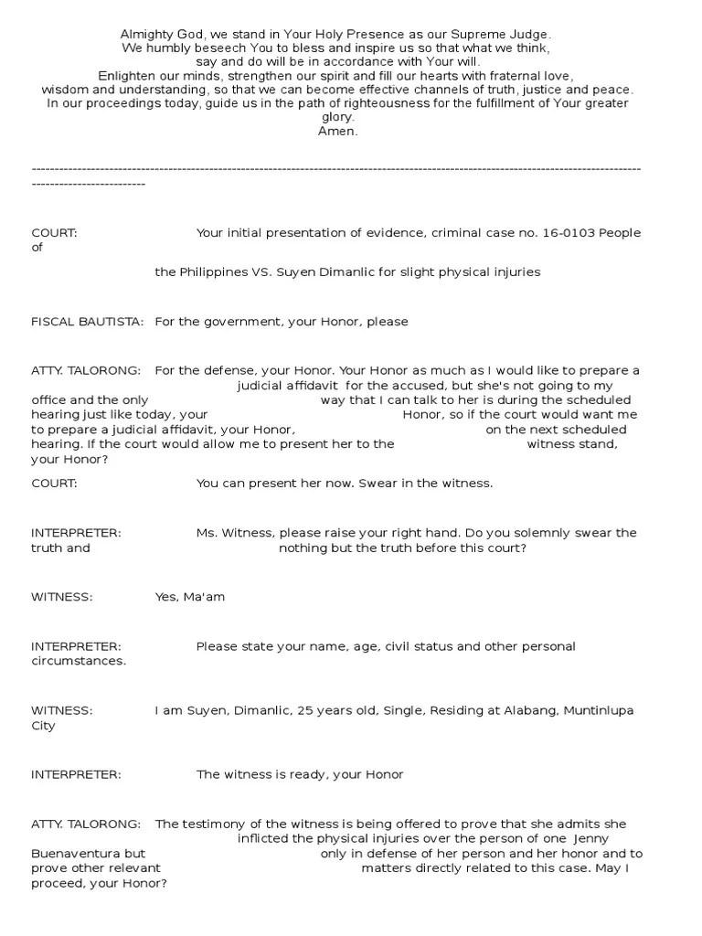 Civil Case Script Judge Courtroom