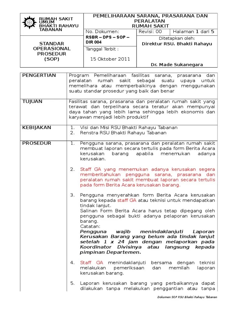 Contoh Laporan Kerusakan Barang Contoh Resource