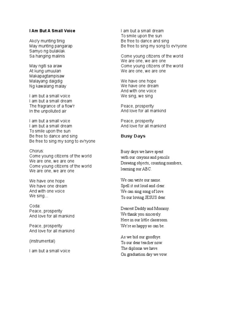 I Am but a Small Voice