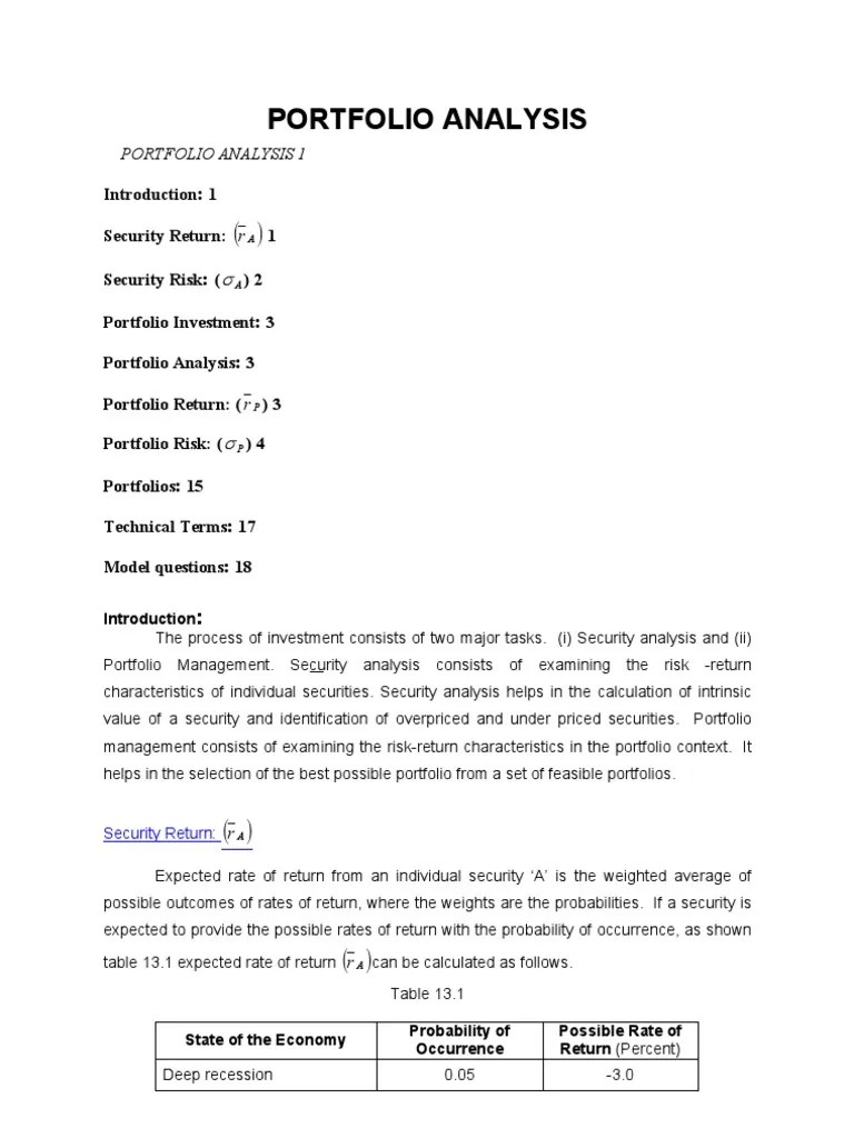 Portfolio Analysis 1