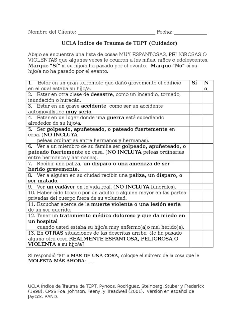 UCLA Indice de Trauma de TEPT Para Cuidadores (1)