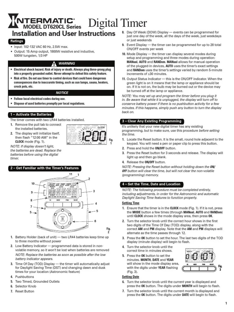 Intermatic dt620 Instructions PDF PDF Ac Power Plugs And Sockets
