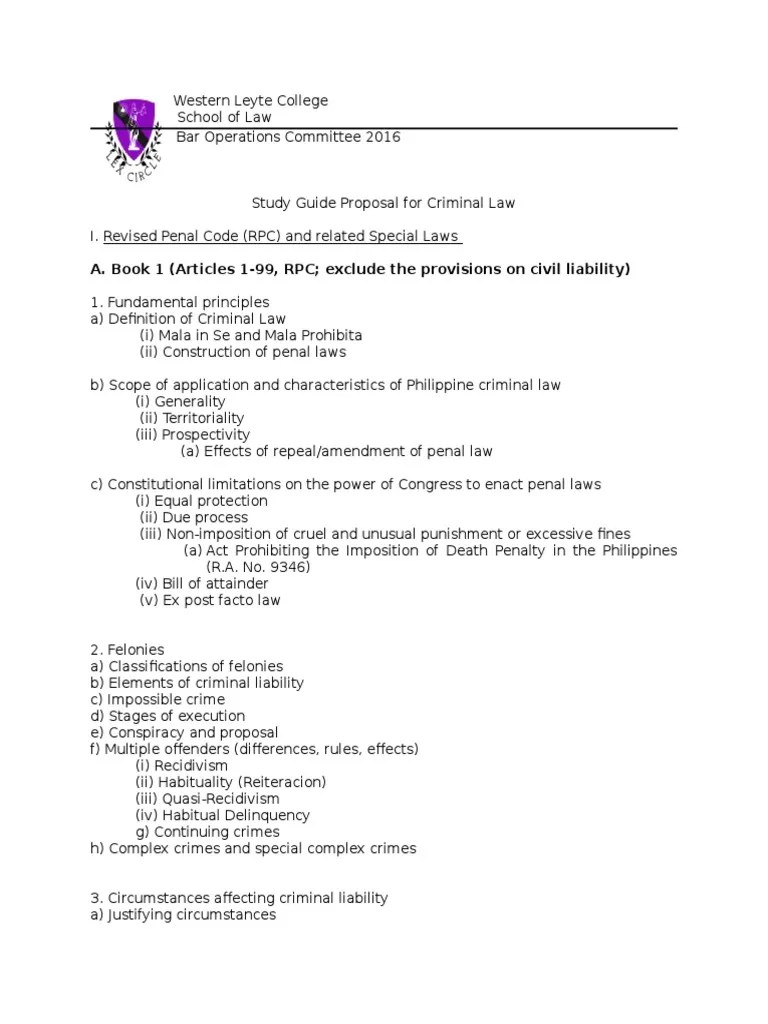 Criminal Law Study Guide Book 1 Probation Criminal Law