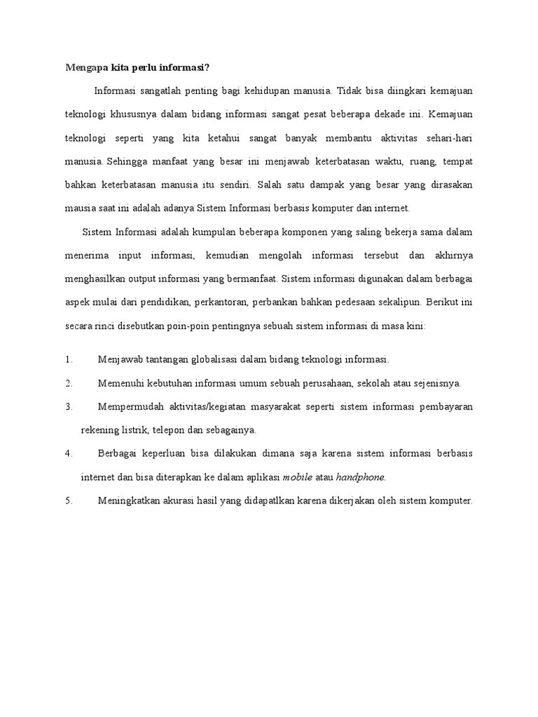 Mengapa Kita Perlu Informasi