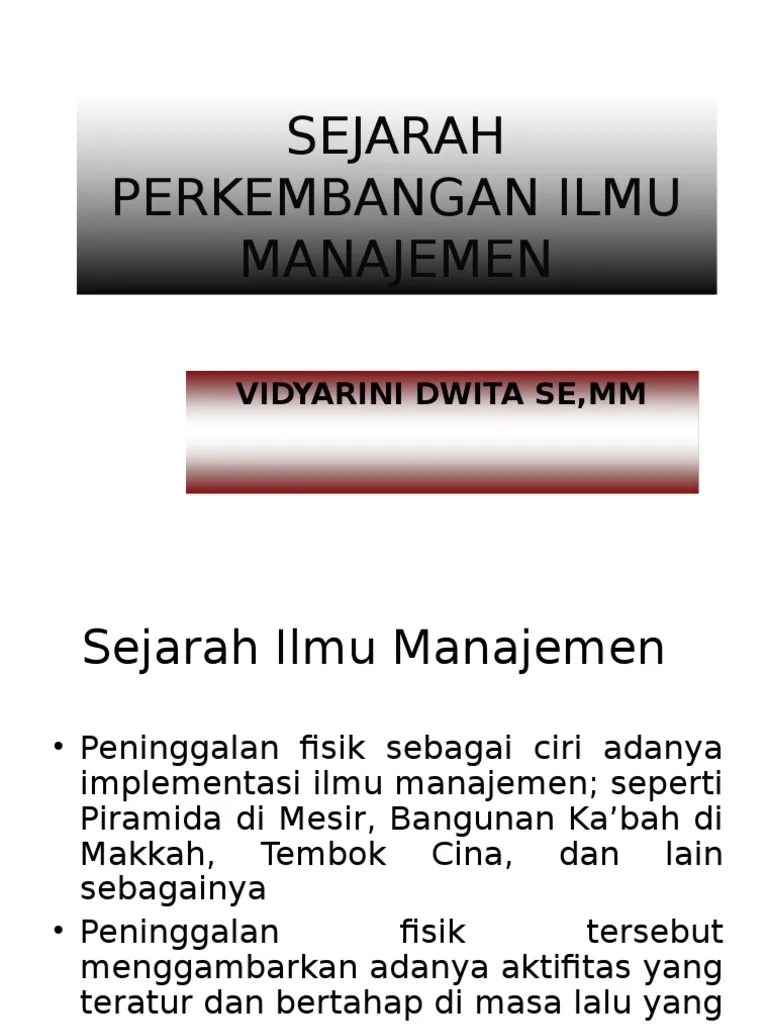 Sejarah Perkembangan Ilmu Manajemen PDF