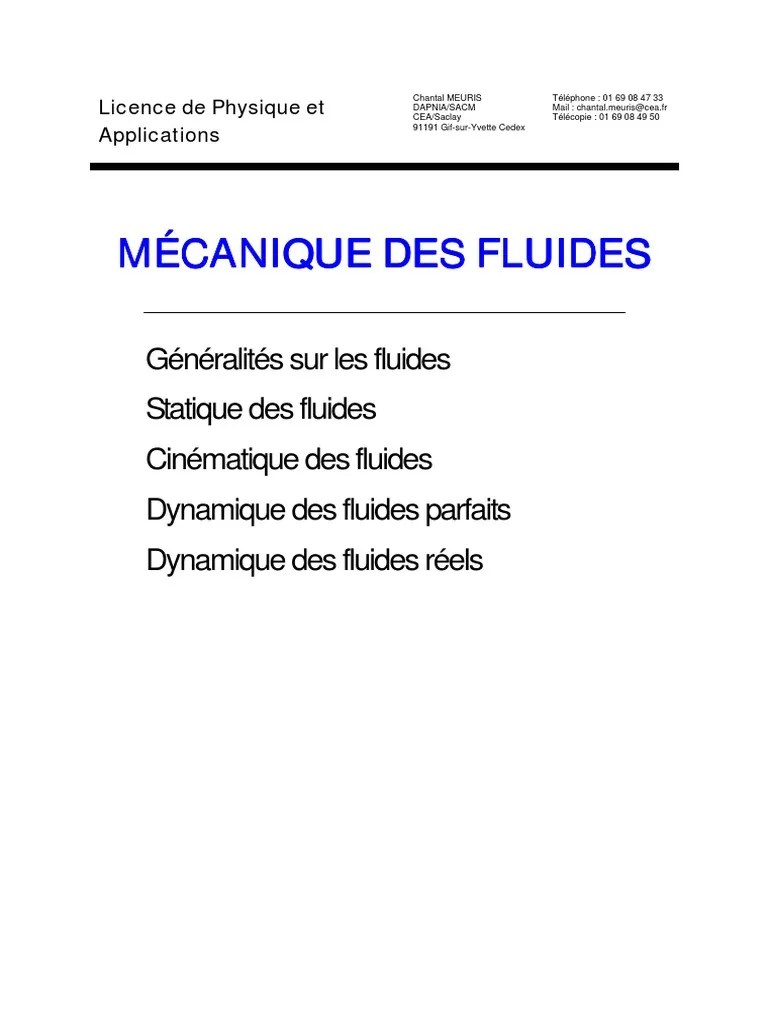 Cours_Mecanique_des_fluides.pdf Fluid Dynamics Pressure