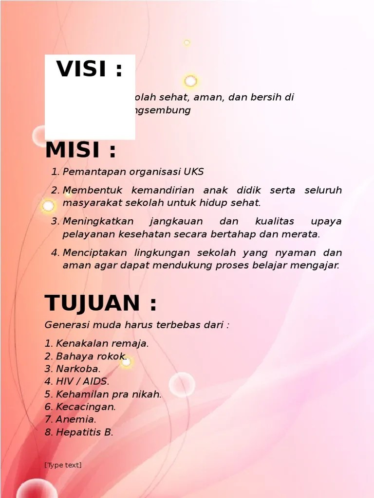 Visi Misi Uks Sd Benua Ilmu