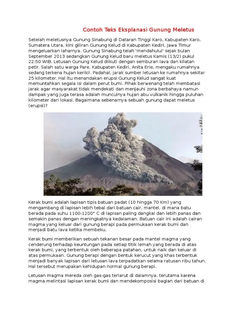 Contoh Teks Eksplanasi Gunung Meletus | PDF