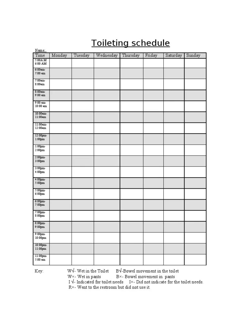 Toileting Schedule Chart