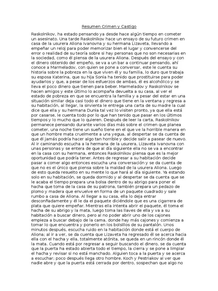 Crimen y Castigo Resumen