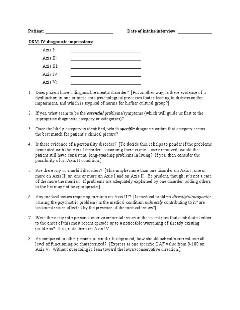Diagnosis Worksheet