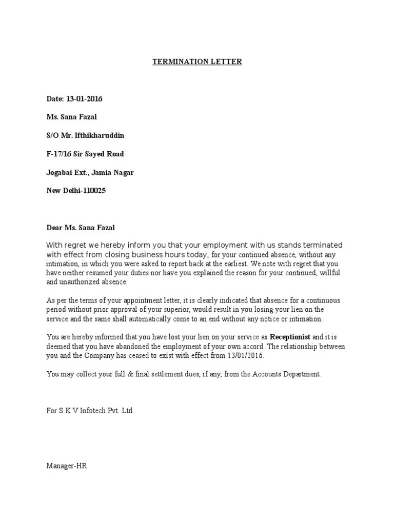Termination Letter