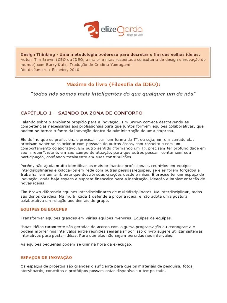 Resumo Livro Tim Brown Design_thinking_ideo Design Thinking