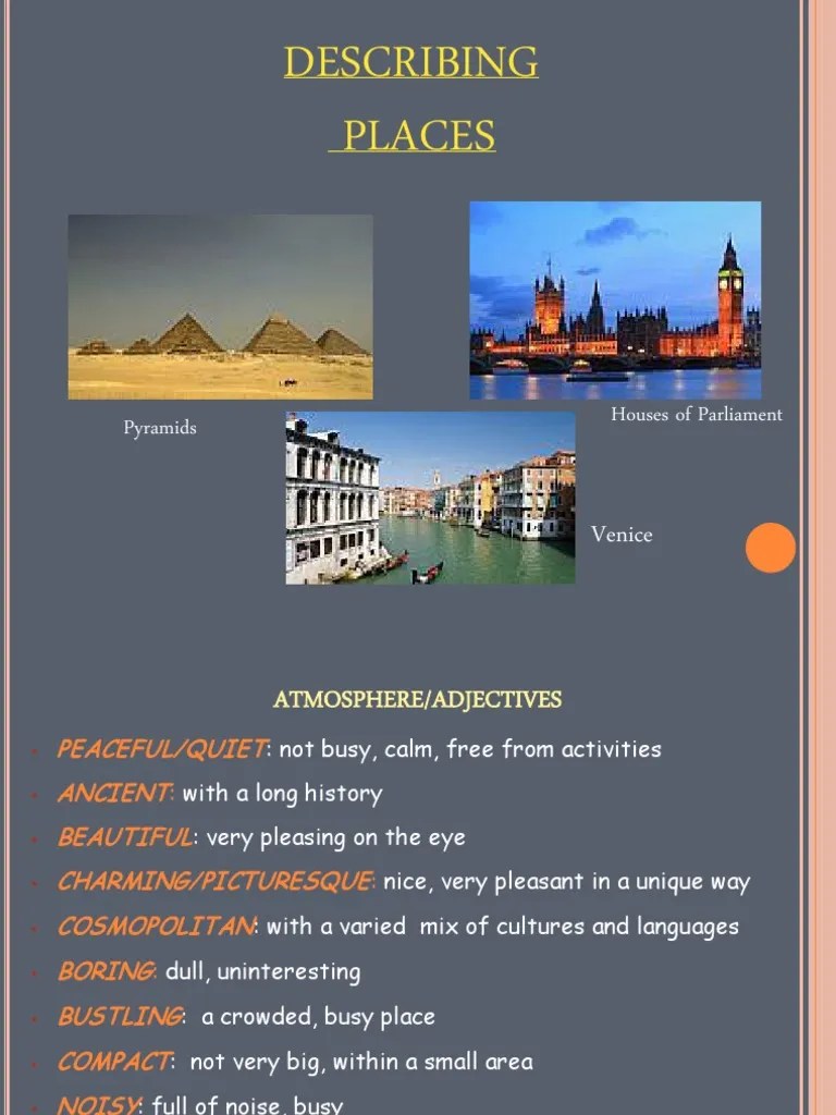 Describing places Tourism And Leisure Tourism