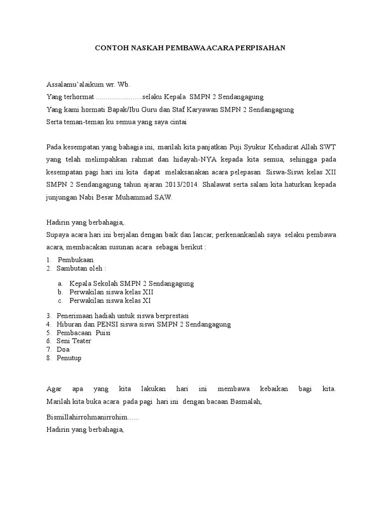 Adicara selajengipun inggih puniko mauidhoh . Contoh Naskah Pembawa Berita At Artikel