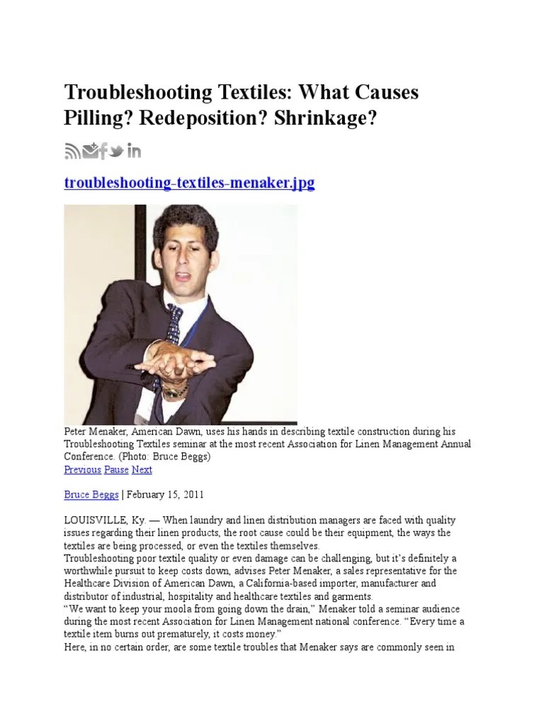 Troubleshooting Textiles What Causes Pilling Redeposition Shrinkage