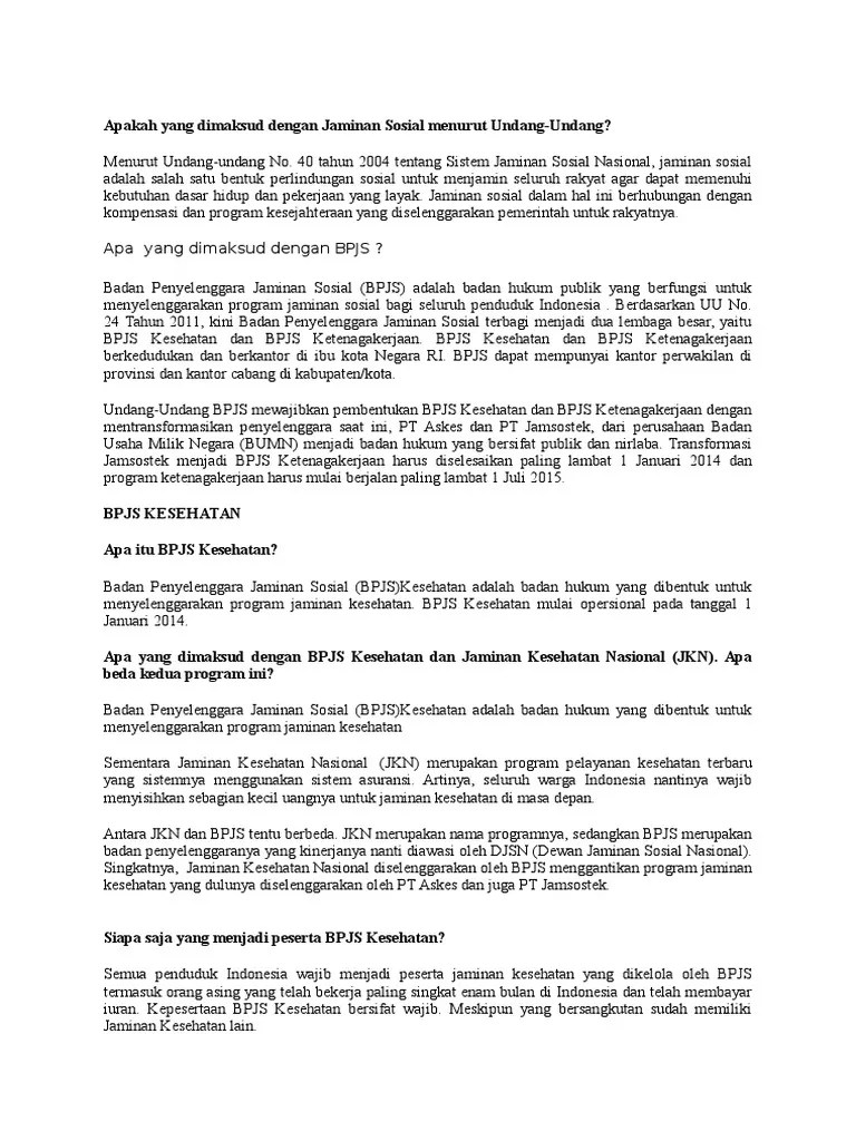 Sesuai Undang Undang Bpjs Yang Dibentuk Adalah Info Akurat