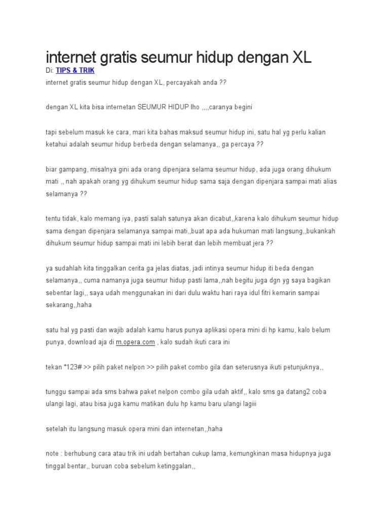 Cara Daftar Paket Gratis Seumur Hidup Seputar
