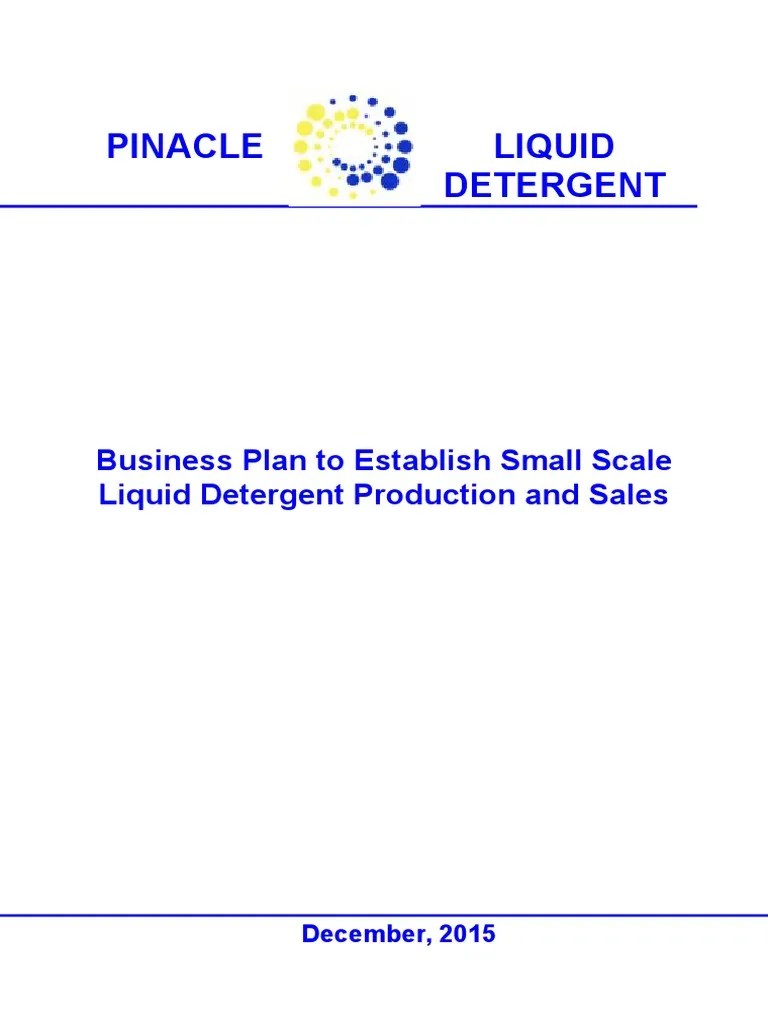 Business Plan For Establishment of Liquid Detergent Plant PDF