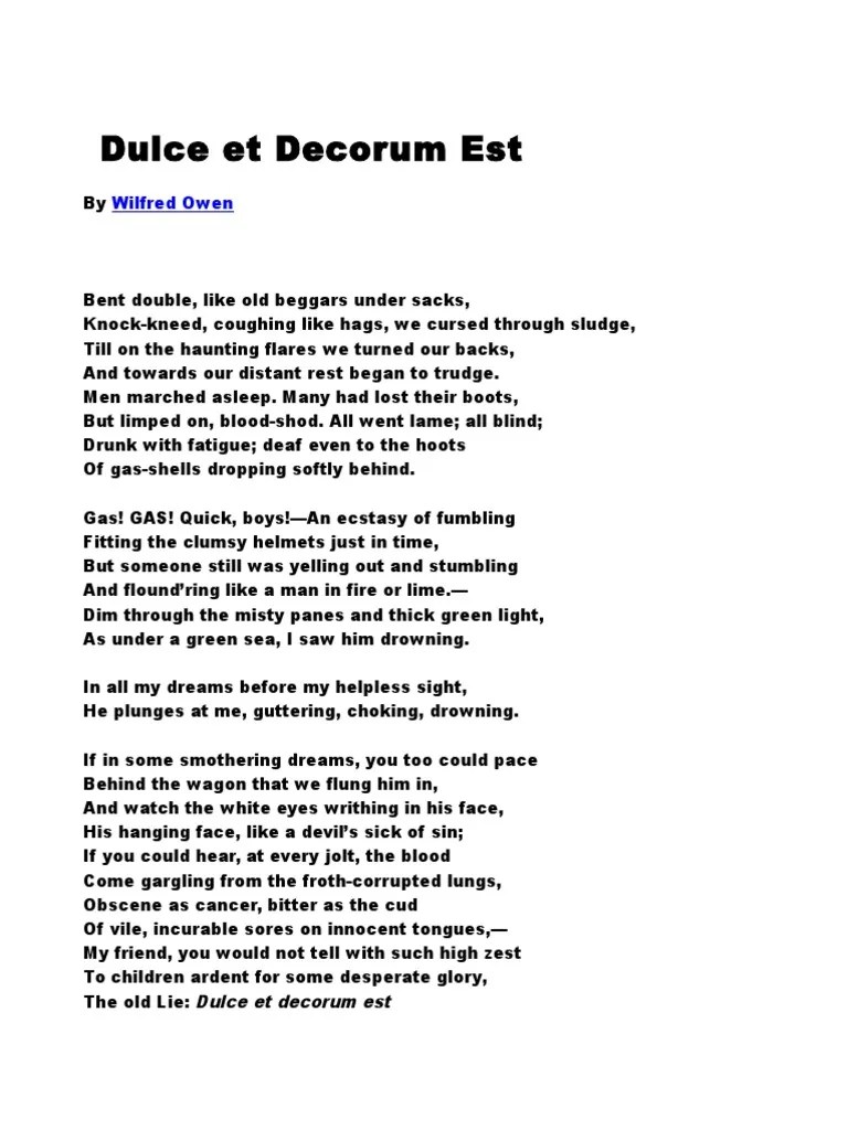 Dulce Et Decorum Est Poem PDF