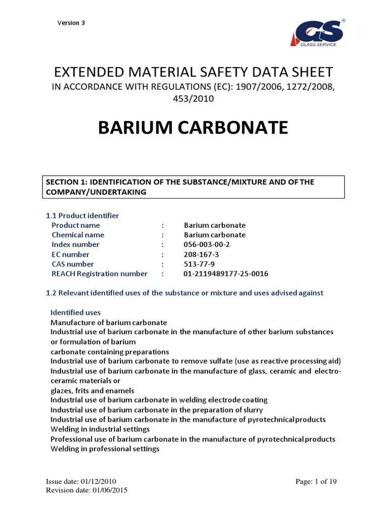 Barium Carbonate extended material safety data sheet