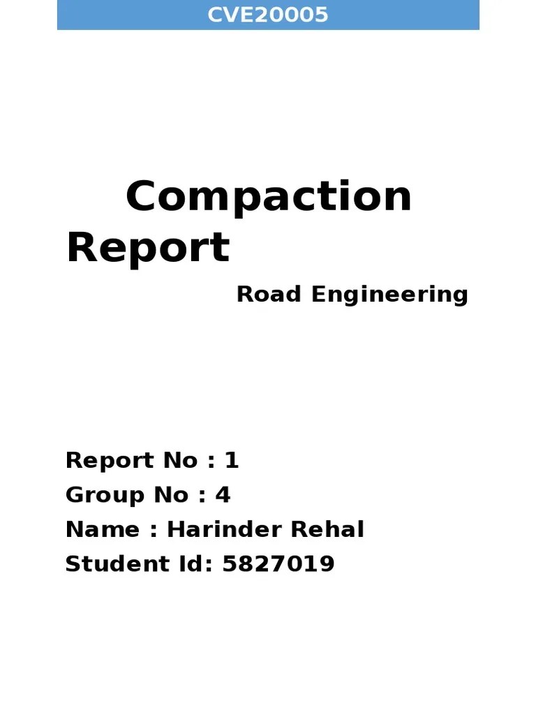Compaction Report PDF Density Civil Engineering