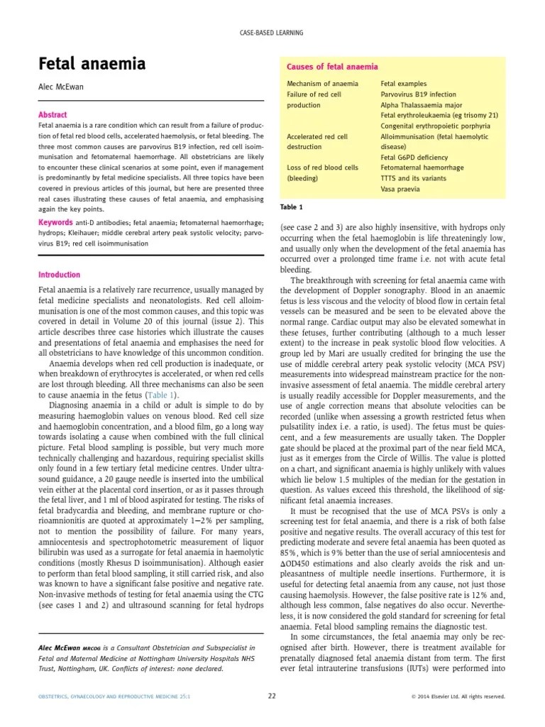 4.FetaL Anemia PDF Fetus Pregnancy
