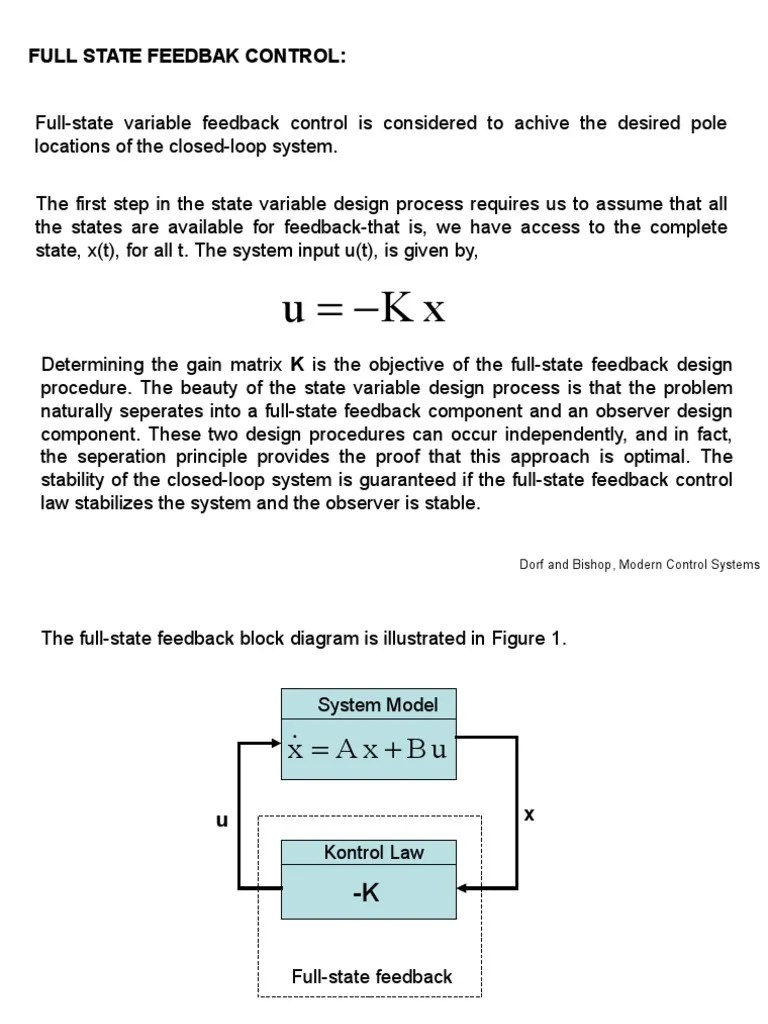 Full State Feedback Control PDF Control Theory Applied Mathematics