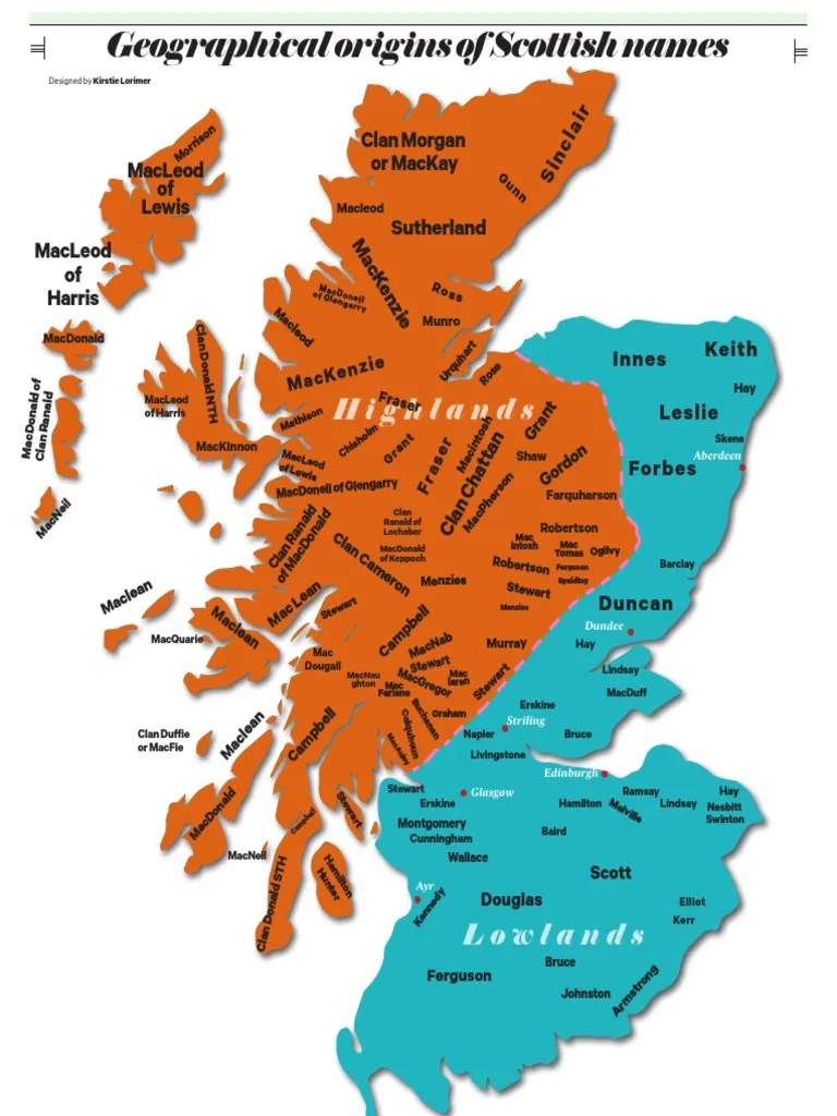 Scottish surname map Scottish Clans Highlands And Islands Of Scotland