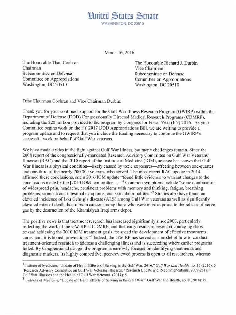 FY17 Baldwin Group Letter to SACD for GWIRPCDMRP Appropriations