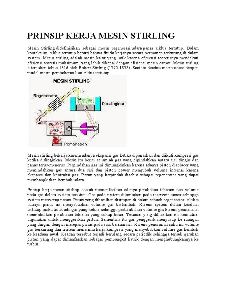 Prinsip Kerja Mesin Stirling