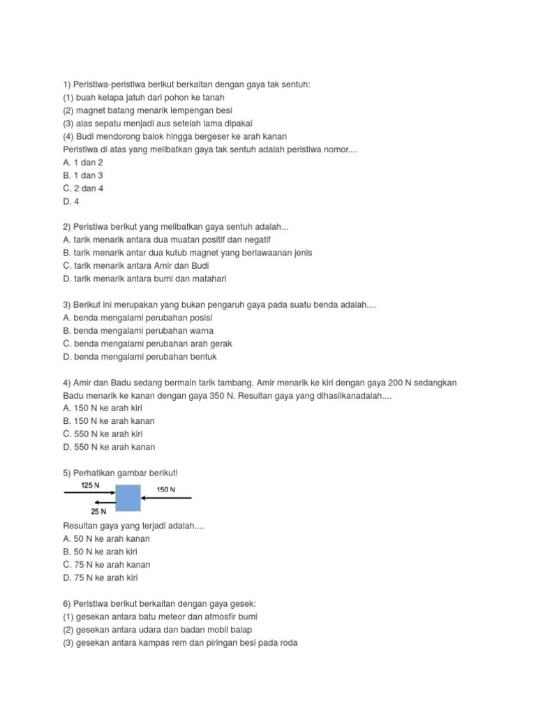 Soal Ipa Kelas 4 Semester 2 Tentang Gaya Kunci Ujian