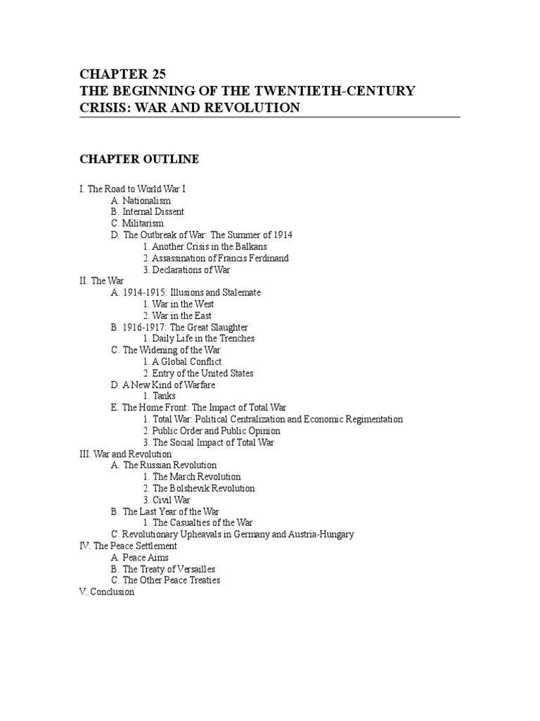 AP Euro Chapter 25 Outline and Summary (1) World War I German Empire