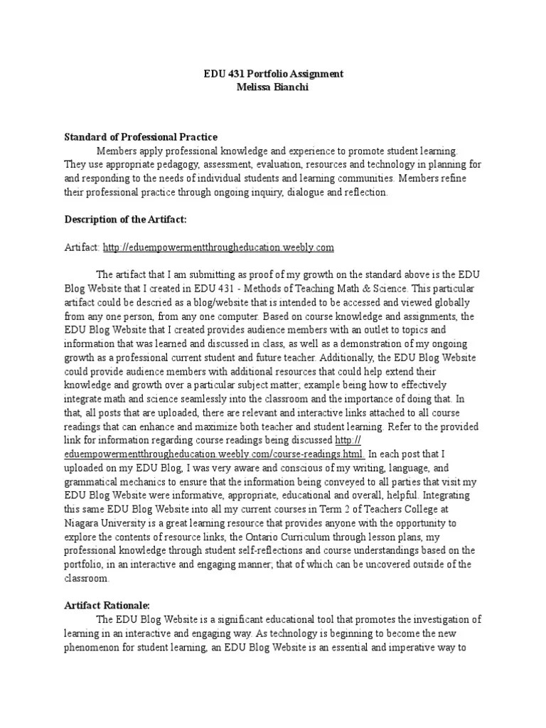 Portfolio Assignment PDF Educational Technology Teachers
