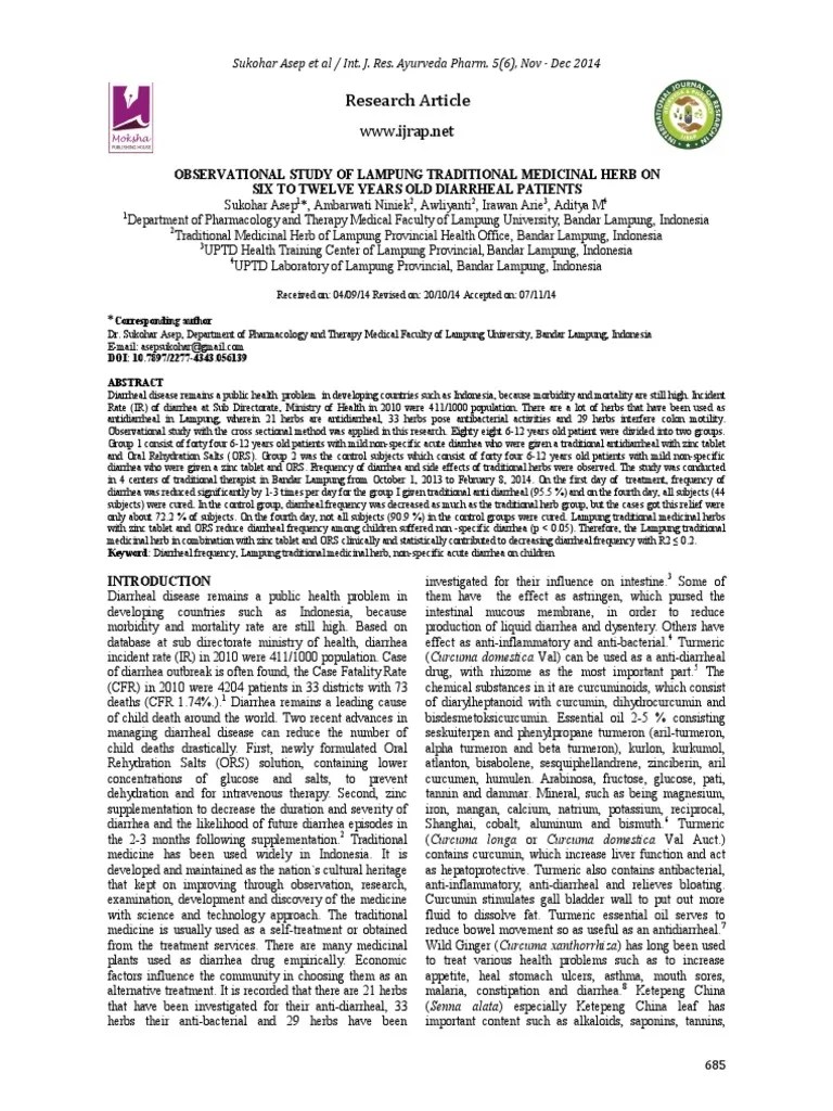Research Article Observational Study of Lampung Traditional Medicinal
