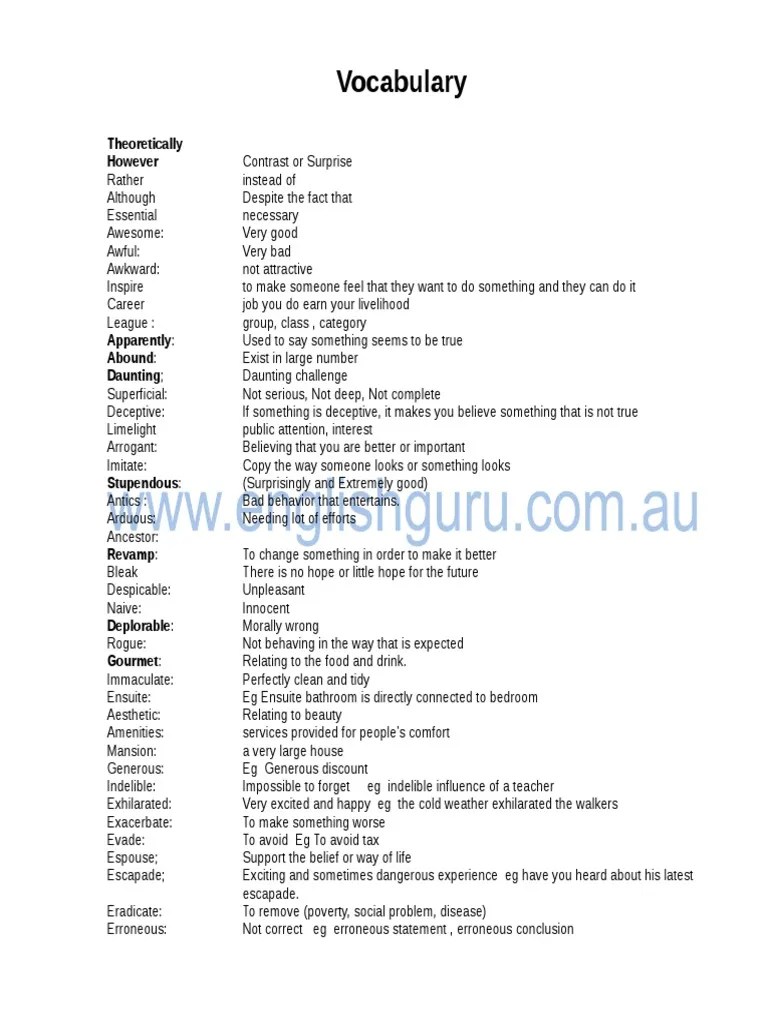 Prep Agent Vocabulary Worksheets