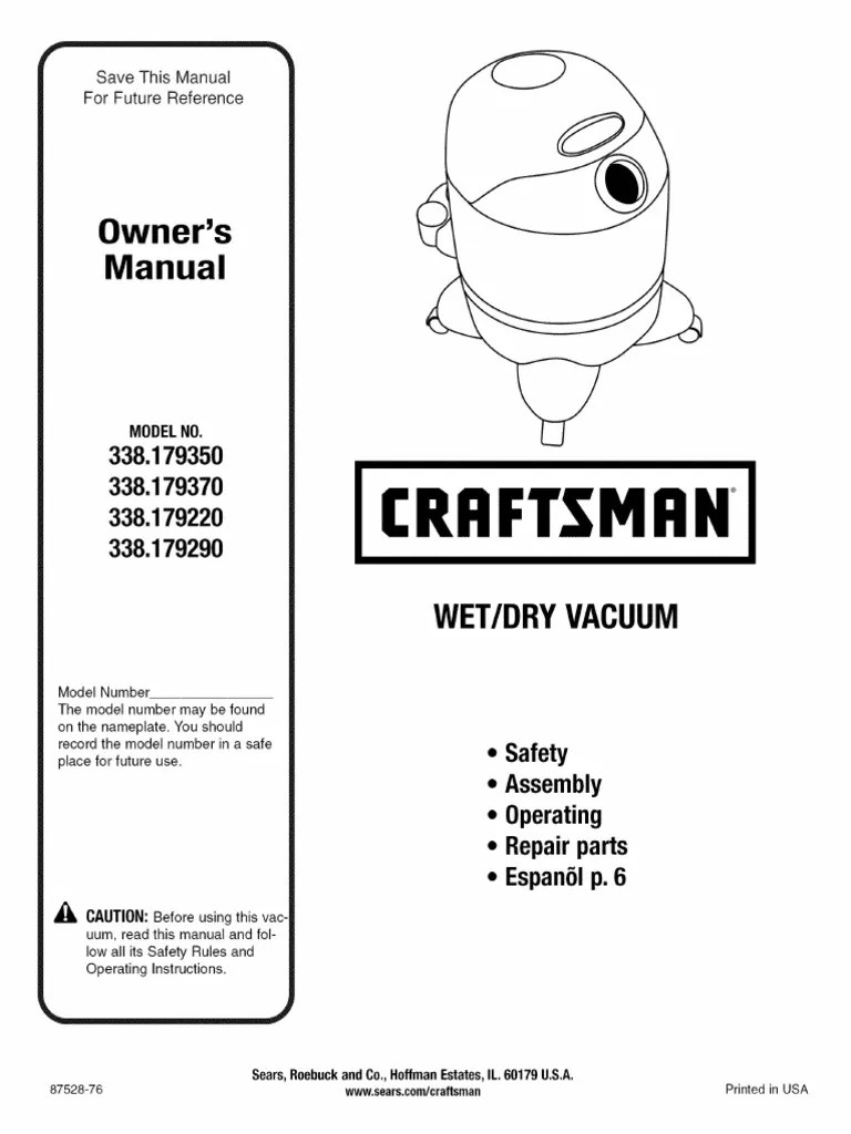 Craftsman Wet/Dry Vacuum Owner's Manual PDF Ac Power Plugs And