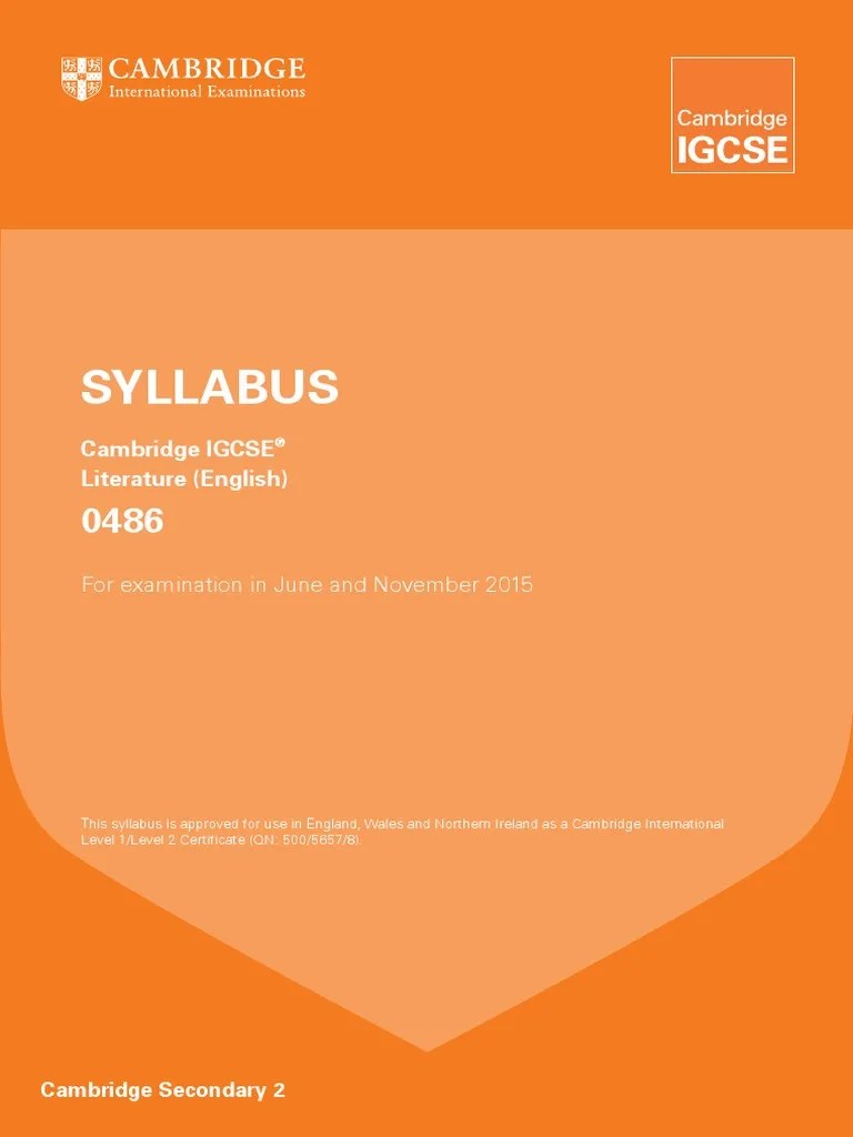 GCSE Literature Syllabus Curriculum Educational Assessment
