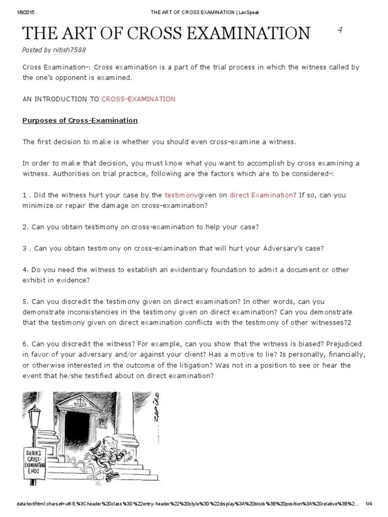 The Art of Cross Examination _ Lexspeak Cross