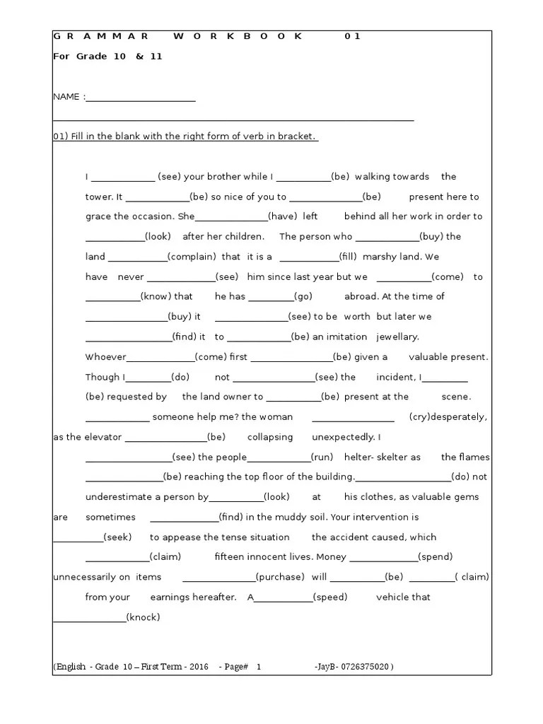 Grade 10 ENGLISH PAPER PDF