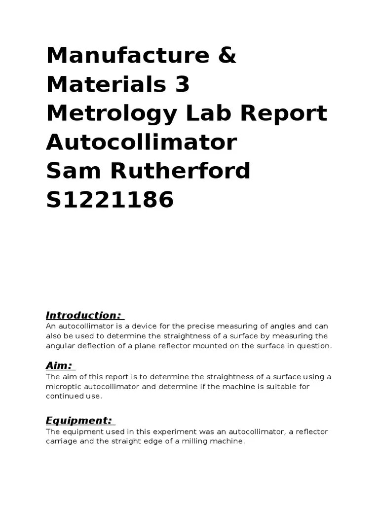 Metrology Lab Report Download Free PDF Metrology Mirror
