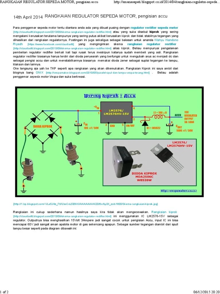 RANGKAIAN REGULATOR SEPEDA MOTOR, Pengisian Accu | PDF