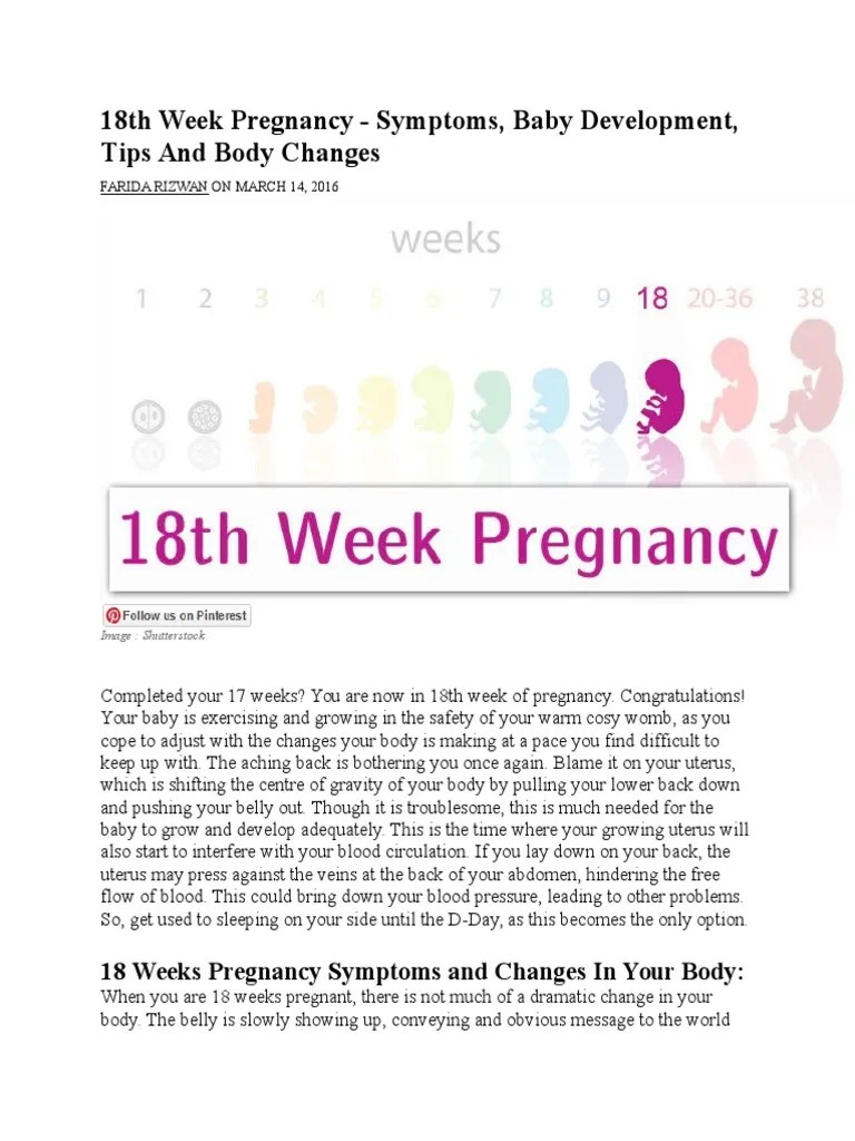 18th Week Pregnancy Symptoms, Baby Development, Tips and Body Changes