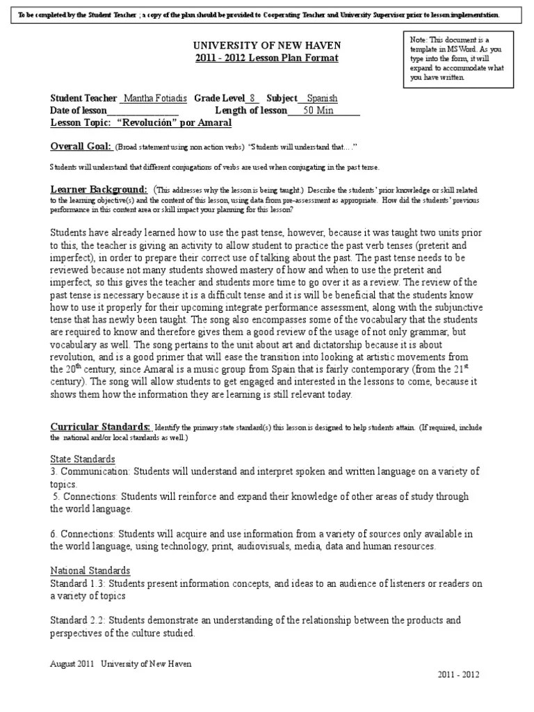 Lesson Plan Spanish level 1, high school or middle school Differentiated Instruction Lesson