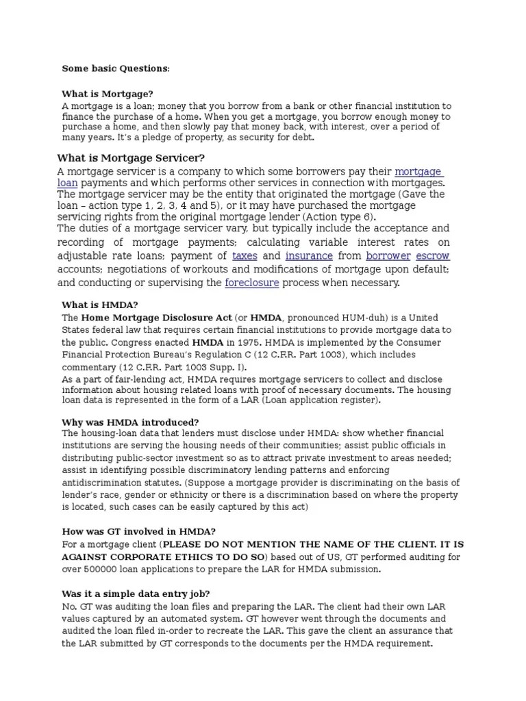 Interview Questions PDF Mortgage Loan Liability (Financial