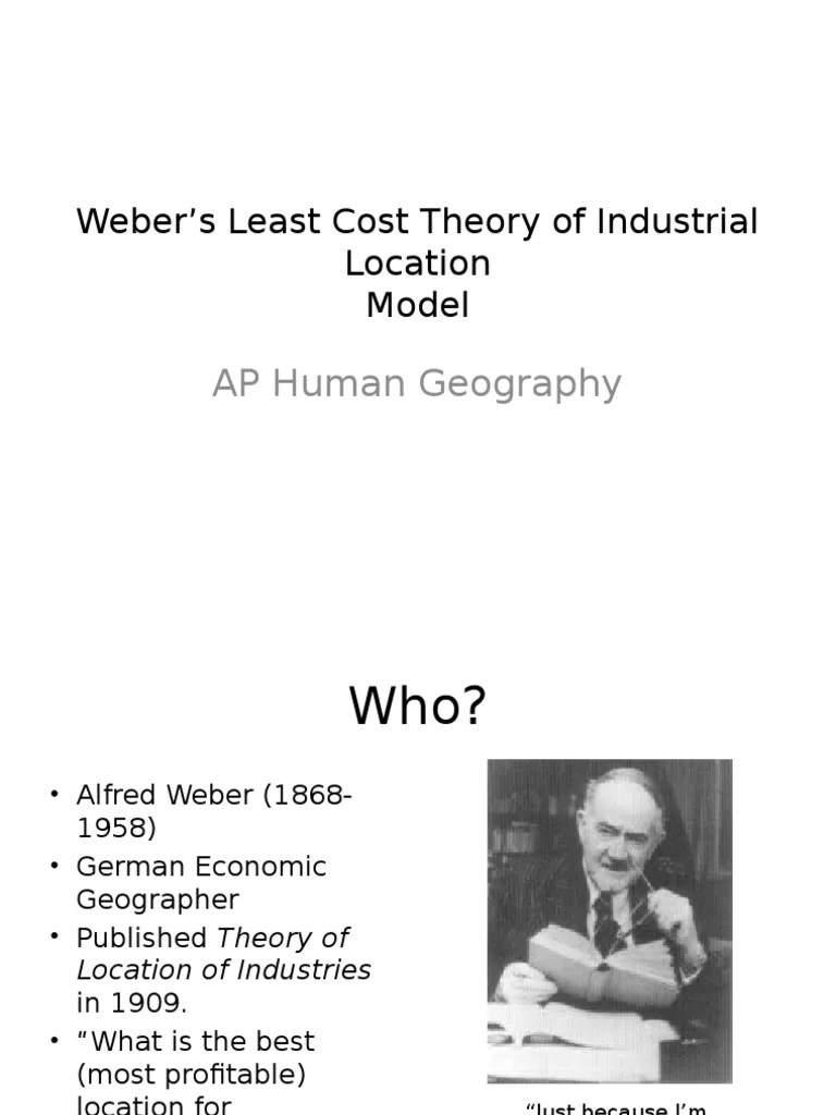 er S Least Cost Theory of Industrial Location PDF Production And