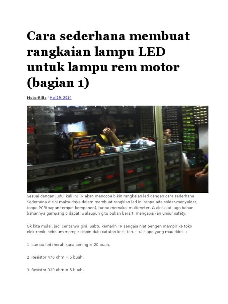 Cara Sederhana Membuat Rangkaian Lampu LED Untuk Lampu Rem