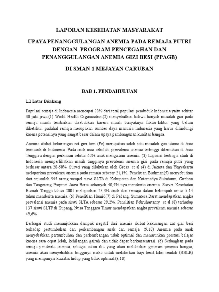 Pendahuluan Tablet Besi Pada Remaja Putri Untuk Mencegah Anemia