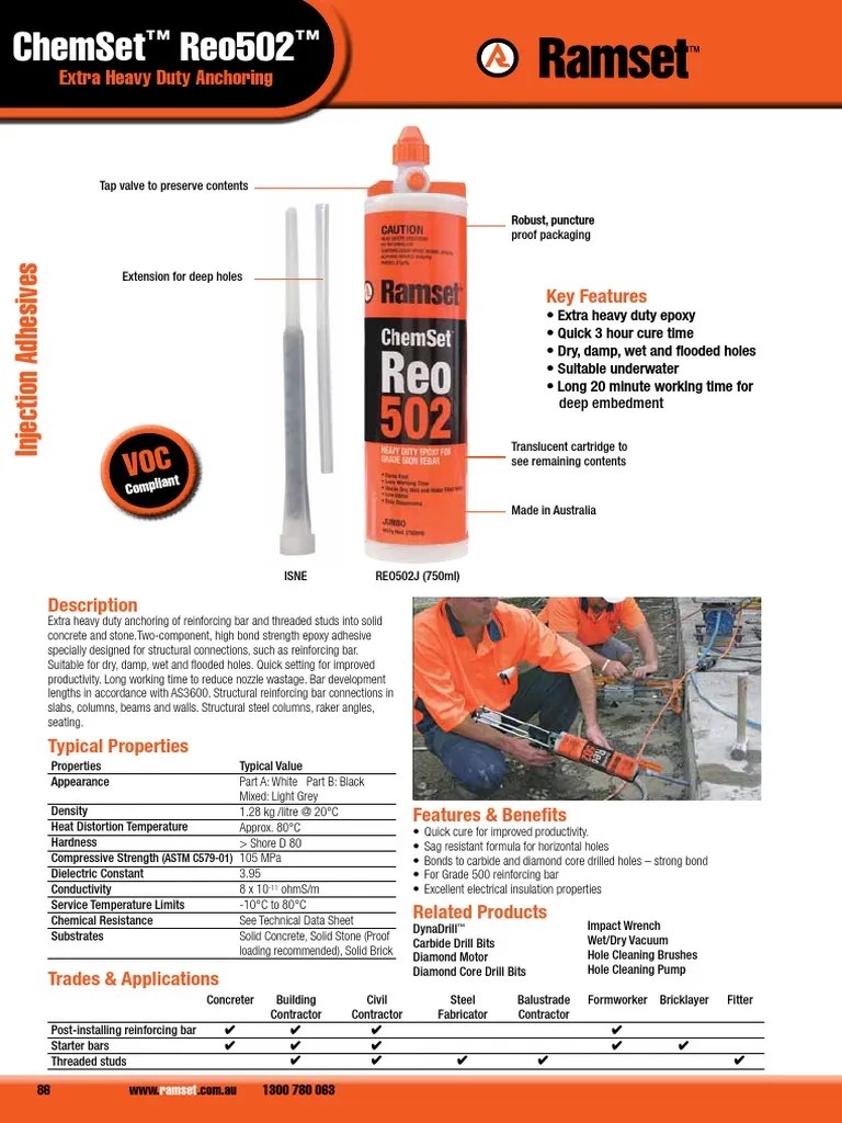 Chemical Anchoring ChemSet Reo502 Drill Concrete