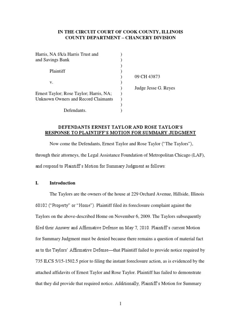 Response To Motion For Summary Judgment PDF Summary Judgment